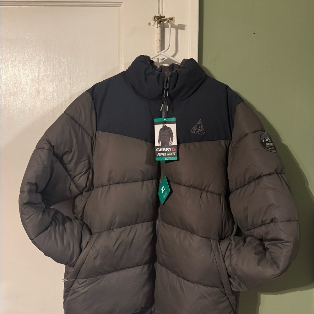Men's GERRY Heavy Puffer Jacket Coat Welded Channels Gray Blue Size X-Large - Picture 5 of 10